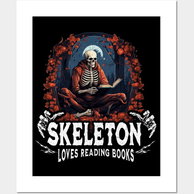 Skeleton Reading A Book Lover Tarot Card The Reader Mystic Funny Skeleton Wall Art by VisionDesigner